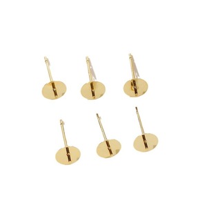 Semi Finished <b>Earring</b> <b>Post</b> 925 Sterling Silver Electroplated 18K Gold Plated Copper Flat Round For <b>Earring</b> Making - Product Image 5