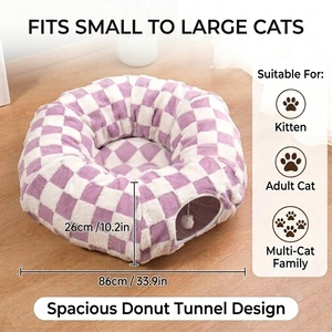 Tempat Tidur Kucing Bentuk Ban Harga Pabrik, Terbuat dari Bahan Plush Lembut, Lipat, Bentuk Donat, Rumah Nyaman untuk Kucing Indoor dan Hewan Kecil, OEM - Product Image 1