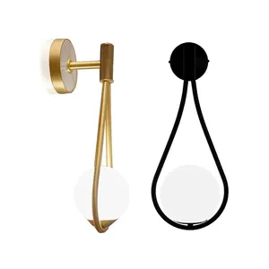 Modern Long Sconces Milk Glass Gold Wall Lamp Globe Ball Brushed Brass Light Fixture Bathroom Bar Stairway Wall Mounted Wall