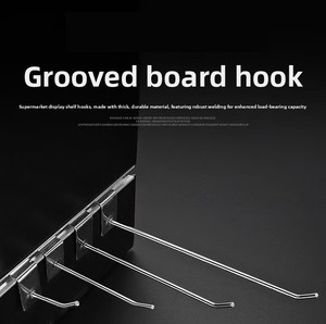 Retail Store Utility Slotted Hooks <b>Grid</b> Slat Shelves Slatwall <b>Wall</b> Hanging Metal Display Rack Hooks - Product Image 1