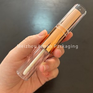 <span class=keywords><strong>ISMAN</strong></span> Contenant de gloss à lèvres double extrémité rond 2 en 1 en or rose, emballage de rouge à lèvres double face noir, tube en plastique 4 ml 10 ml - Product Image 4