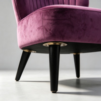 Fauteuil d'appoint sans accoudoirs en tissu velours capitonné - Fauteuil de détente pour salon et hôtel, couleur rose