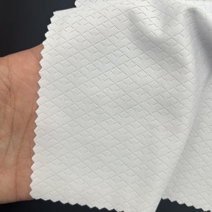Tessuto in maglia jacquard bianco in poliestere ed elastan, elasticizzato in 4 direzioni, traspirante, a rete, per <span class=keywords><strong>maglie</strong></span> da <span class=keywords><strong>calcio</strong></span>, abbigliamento sportivo e biancheria da letto - Product Image 5