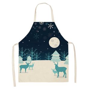 Tablier de cuisine de Noël personnalisé et durable en polyester et lin avec motif et design cactus, sans poches, pour usage intérieur - Product Image 1