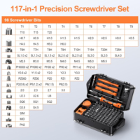Kit de tournevis de précision 117-en-1 - Mini kit d'outils de réparation pour ordinateur, ordinateur portable, PC, RC, PS5, iPhone, électronique, lunettes