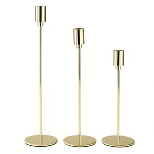 Lot de 3 chandeliers vintage/supports de bougies coniques, candélabres décoratifs modernes, centres de table de mariage, décorations de table dorées - Product Image 2