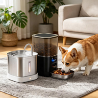 Distributeur automatique intelligent 2-en-1 pour animaux de compagnie et fontaine à eau 4L, distributeur de nourriture pour chats et chiens 2L, bol en acier inoxydable, double alimentation