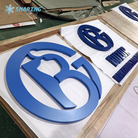 Lettres en métal 3D peintes sur mesure en bleu, lettres en acier inoxydable dimensionnelles, enseigne de logo commercial pour mur de bureau