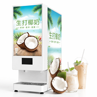 Distributeur de lait de coco pressé à froid de comptoir avec panneau publicitaire LED – Distributeur de boissons commercial pour kiosque extérieur