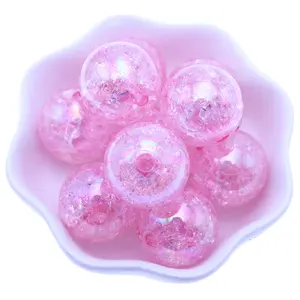 Promotional DIY Bubblegum Gumball Chunky Round Mixed Color AB Acrylic Cracked Beads For Bulk Necklace Making