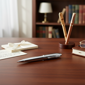 Penna a Sfera in Ottone Cromato 0.7mm con Dettagli in Plastica e Metallo, Ideale per Regali Promozionali, Disponibile in Legno, Bambù e Rame - Product Image 3