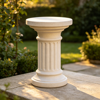 Socle de colonne cannelée romaine en résine blanc cassé texturée, fait main, support pour plantes, pilier de jardin classique, décoration intérieure