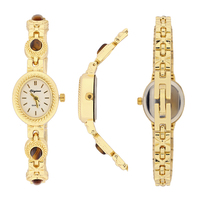 Montre-bracelet de luxe en alliage d'or pour femme, montre à quartz géométrique, bracelet décoratif vintage élégant, bijou-montre