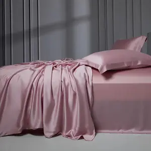 Baimai Tencel 4 Pcs Summer 100% Mulberry Silk Bed Sheet Bed Cover Cool Feeling Light Luxury Naked Sleeping Quilt Cover For Home