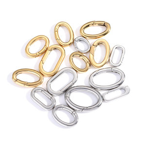 Chiusure <span class=keywords><strong>a</strong></span> <span class=keywords><strong>Molla</strong></span> Ovali in Acciaio Inox Placcato Oro 18k per Creazione di Gioielli Fai-da-Te - Product Image 3
