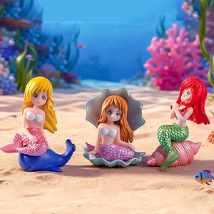 Cartoon Mini Mermaid Figurine <b>Miniatures</b> Cute Girl Charm Ornaments for Landscape Decorations DIY Accessories - Product Image 4