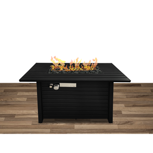 Mesa de Fogata Rectangular Moderna de Acero Db, 36 x 24 Pulgadas, Combustible de Propano, Gas Natural o Leña, para Jardín y Uso en Exteriores - Product Image 1