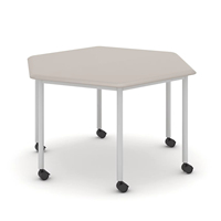 Table de conférence modulaire hexagonale en mélamine avec pieds en fer - Mobilier de bureau moderne extensible et convertible pour usage commercial, domestique ou scolaire