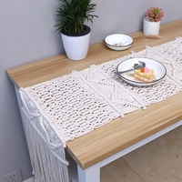 Chemin de table personnalisable en fil de coton tissé à la main, nouveau style chinois, simple, avec pompons, pour usage domestique (cafés, salles à manger, tables longues)