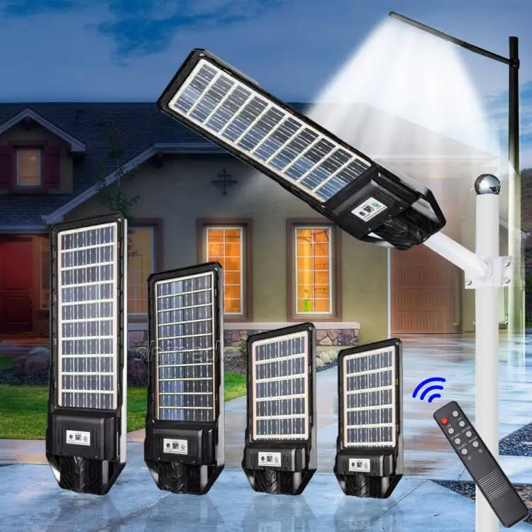 Tenaga surya berdaya tinggi 100w 200w 300w 400w Sensor gerak tahan air halaman keamanan IP68 semua dalam satu Led surya lampu jalan luar ruangan