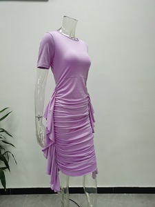 S-5XL all'ingrosso 2024 estate taglie forti eleganti abiti Casual arricciati con volant semplici da donna - Product Image 4