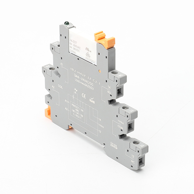 IBJ-41F-1Z-C2 250VAC 6A 7MM 6-24V 48-60 AD/DC Ultra-Thin Miniature Power Relay Module 35MM DIN Rail Solid State Base Breaker