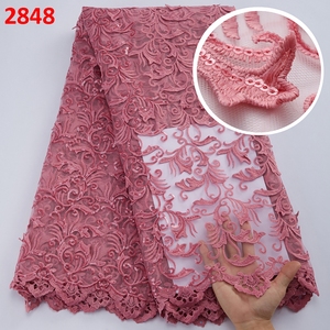 2848 nuovo arrivo Applique pizzo con perline e pietre per le donne abito ricamato 3D Tulle francese tessuto di pizzo - Product Image 3