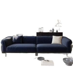 Nordic Retro Style Chenille <b>Sofa</b> Stainless Steel Frame Upholstered Living Room Furniture Semicircular Design - Product Image 5