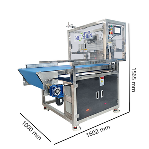 Trancheuse <span class=keywords><strong>verticale</strong></span> pour pâte à pain et gâteau continu, à moteur contrôlé par PLC, pour boulangerie, avec fonctions sésame, noix, lait et fudge, capacité 300-450 plateaux/heure - Product Image 2