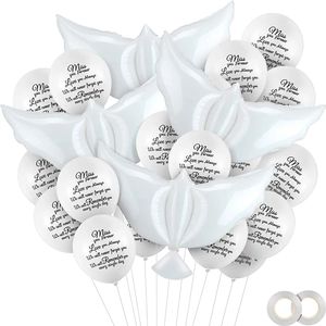 Nicro vente en gros 36 pièces 12 pouces ballons commémoratifs ensemble avec rubans colombe oiseau blanc mémorial funéraire célébration vie ballons en Latex - Product Image 1