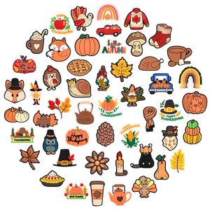 Festival Acción de Gracias Custom <span class=keywords><strong>Shoe</strong></span> Charms 2d Pvc Soft Rubber Diseño diferente para Hole Button <span class=keywords><strong>Shoe</strong></span> Decoration - Product Image 2