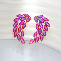 BINSHUO Boucles d'oreilles en strass colorées en forme d'aile personnalisées avec boucles d'oreilles bijoux pour dames en plaqué or