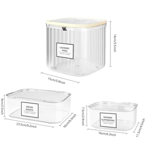 大容量プラスチック製3個パック、ランドリーポッドや乾燥機シート用の石鹸容器 - Product Image 3