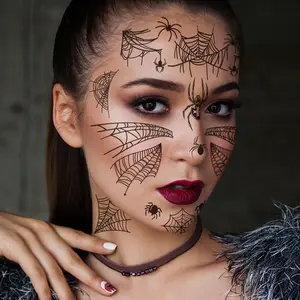 Alloween-pegatina de tatuaje temporal, maquillaje facial, impermeable