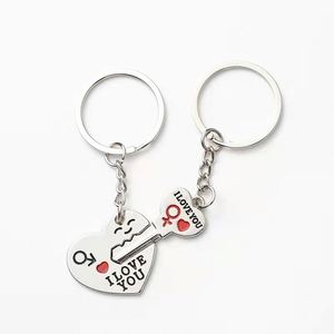 Llaveros de Metal con Forma de Corazón al por Mayor de Fábrica, Llavero de Pareja con la Frase I LOVE YOU - Product Image 1