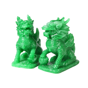 Middle Size Hand-<strong>painted</strong> Resin Wealth Qilin Dragon Horse Chinese <strong>Unicorn</strong> Kei Loons Sculpture Ornaments for Home Feng Shui Art - Product Image 1