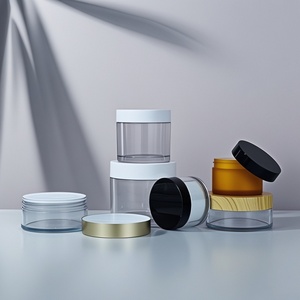 Tarro de plástico PET de pared gruesa Sweet Cosmetics de 4oz, 5oz, 6oz, transparente, para bálsamo limpiador, con tapas negras mate para discos de limpieza facial. - Product Image 3