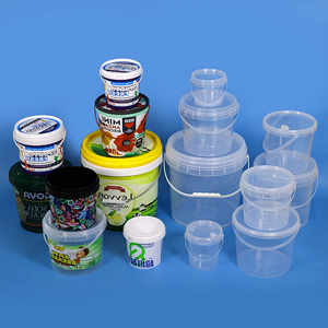 Secchio per imballaggi in plastica per bevande per uso alimentare riciclabile 1L 2L 2.5L 3L 4L Le <span class=keywords><strong>dimensioni</strong></span> da 5L includono secchi trasparenti con manico e coperchio - Product Image 2