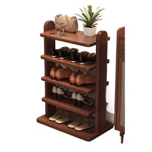Zapatero de varias capas color nogal, almacenamiento que ahorra espacio para zapatillas, botas y tacones altos en la entrada. - Product Image 4