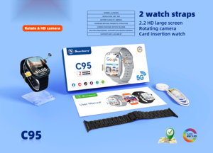 Montre connectée Android C95 en gros avec carte SIM, écran 2,2 pouces, compatible <span class=keywords><strong>TikTok</strong></span>, étanche IP67, appels vidéo HD, 64 Go, montre connectée sport pour homme - Product Image 4