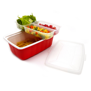 stackable 3 compartment 2 layers disposable bent box japanese style plastic bento lunch boxes