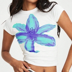 T-shirt attillata da <span class=keywords><strong>donna</strong></span> in cotone traspirante con Top Crop personalizzato t-shirt da <span class=keywords><strong>donna</strong></span> - Product Image 2