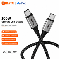Kabel USB-C ke USB-C Nylon 100W PD Pengisian Cepat, Kabel Terjalin Konduktor Tembaga Murni, Transmisi Data, Kompatibel dengan Komputer Macbook