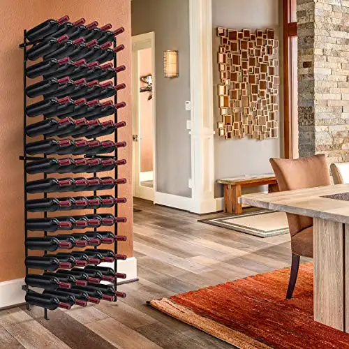 मुक्त खड़े मंजिल स्टैंड बड़े क्षमता सुरुचिपूर्ण पकड़ 75 बोतलें शराब रैक शराब तहखाने के लिए