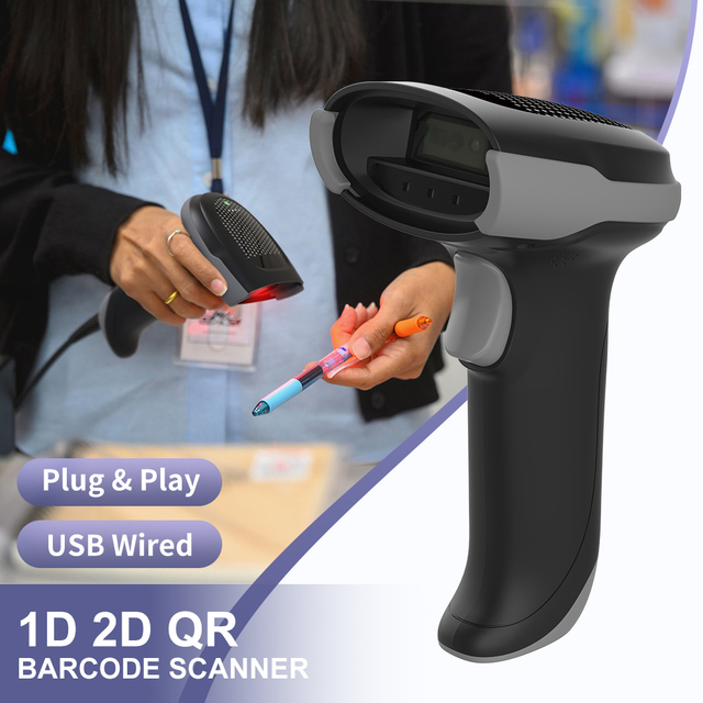 Xincode 2D USB Barcode Scanner QR Code Reader Handheld Barcode Scan Gun Inventory Wired Barcode Reader for Supermarket Scanning