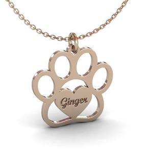 Bijoux pour animaux de compagnie personnalisé chien empreinte gravé pendentif mignon chien patte et coeur nom personnalisé chaîne collier - Product Image 5