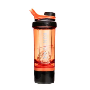 Draagbare Outdoor Sport Gym Proteïne Shaker Waterfles Met Metalen Mix Bal