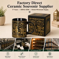 Tasse en céramique noire et or personnalisée, série Art Urbain Marocain, OEM, vente en gros, en vrac, avec boîte cadeau pour les magasins