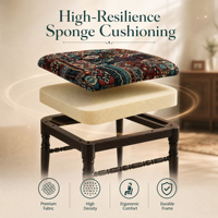 Chaise de salle à manger en bois massif avec imprimé ethnique bohème et revêtement en tissu, adaptée à la maison, au restaurant et à l'hôtel