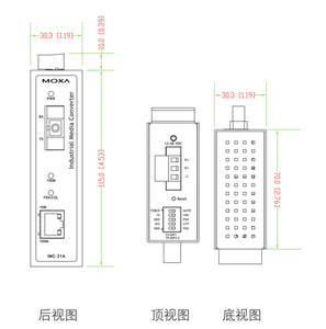 MT-IMC-21A-M-SC Nuevo Convertidor de Medios de Fibra Óptica Multimodo Industrial Ethernet 10/100Mbps de 2 Puertos POE con Conector PC SC IP30 Metálico - Product Image 3